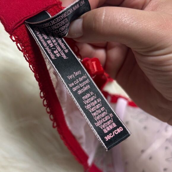 Victoria’s Secret Very Sexy Low Cut Demi Bra with Pink Lace & Embroidered - Picture 4 of 4